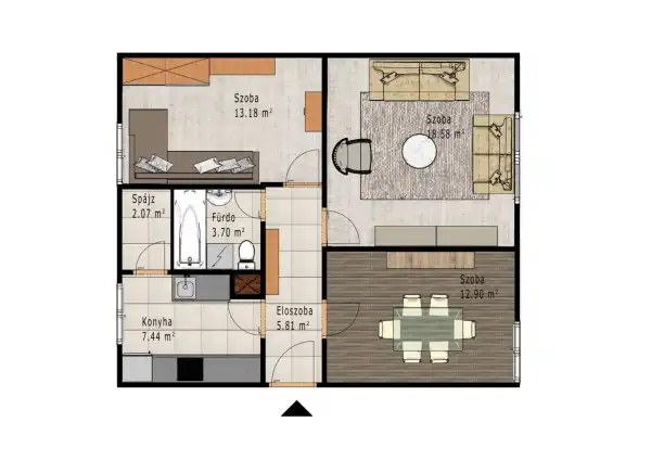 Eladó téglalakás, Oroszlány 3 szoba 64 m² 26.5 M Ft