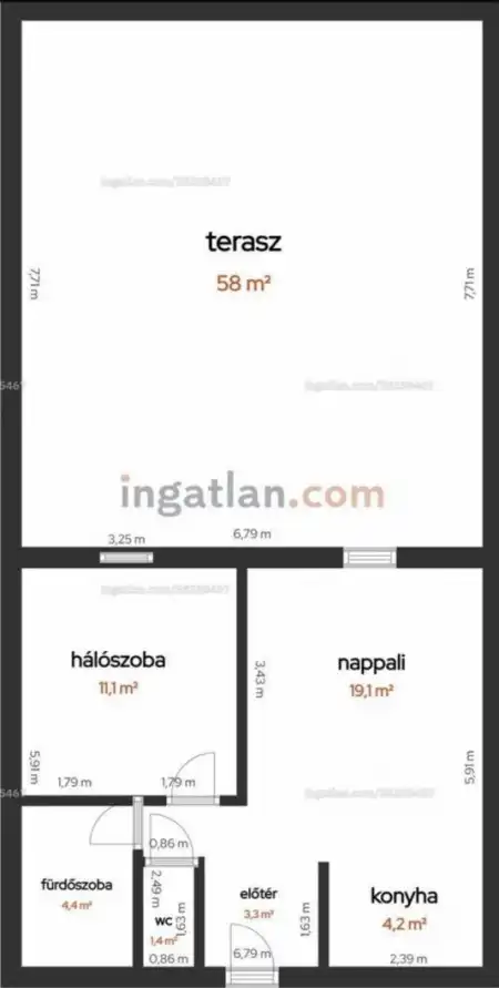 Eladó téglalakás, Oroszlány 2 szoba 45 m² 44.5 M Ft